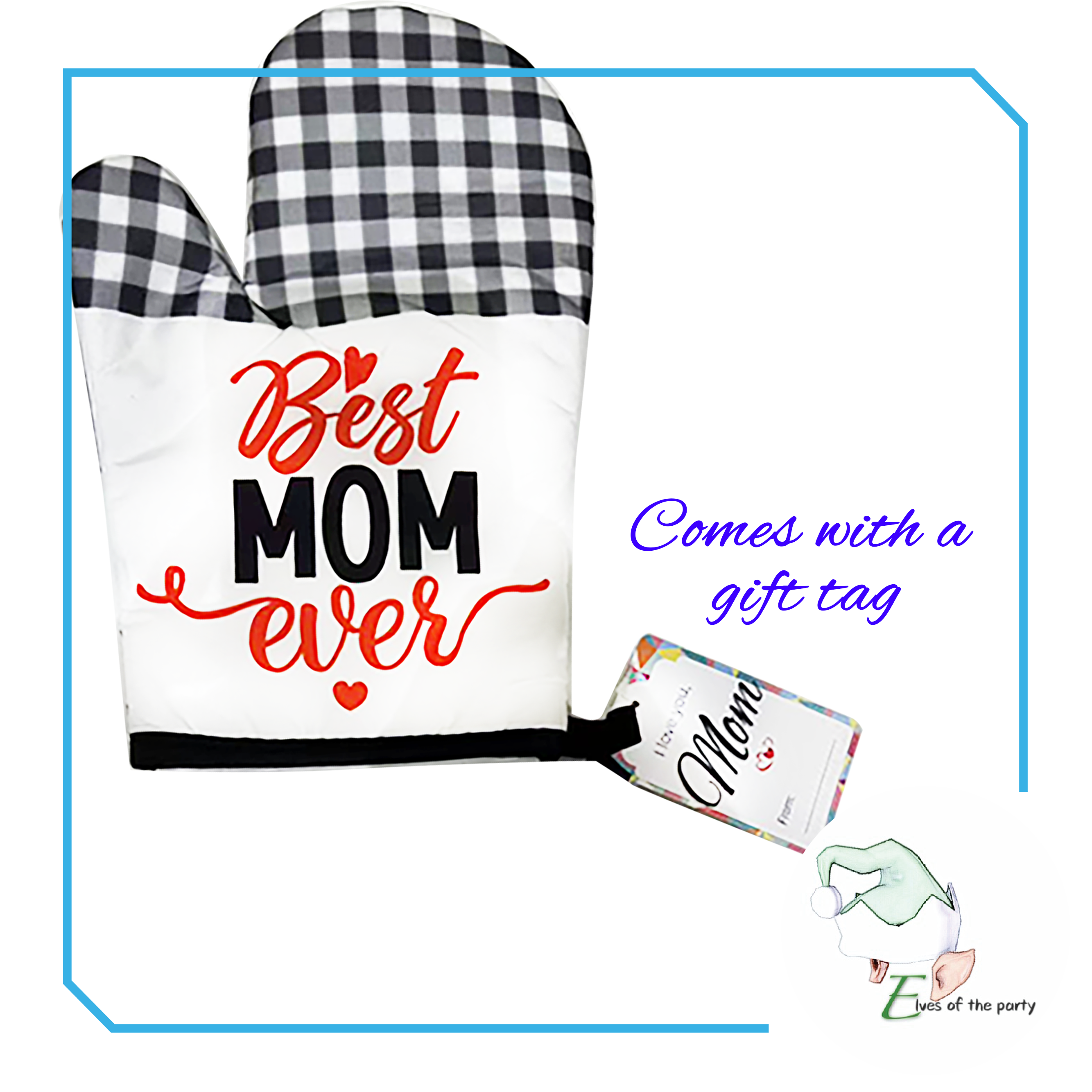 Best Mom / Love You Mom Mother's Day Oven Mitt and Pot Holder Gift Set