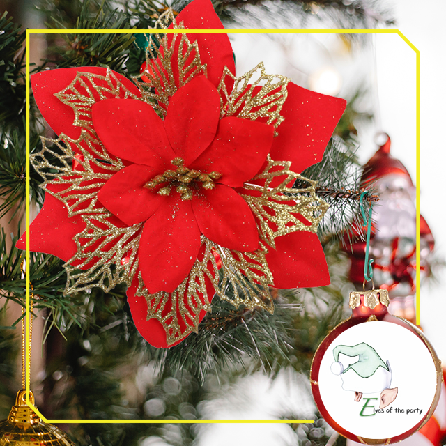 Christmas Decoration : Christmas Poinsettia Flower Decor