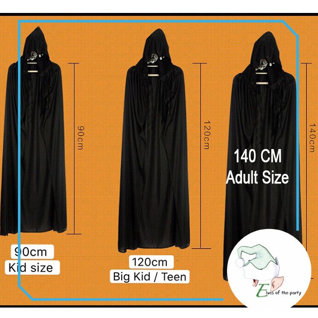 Scream Ghostface Black Cloak with Hood Halloween Costume