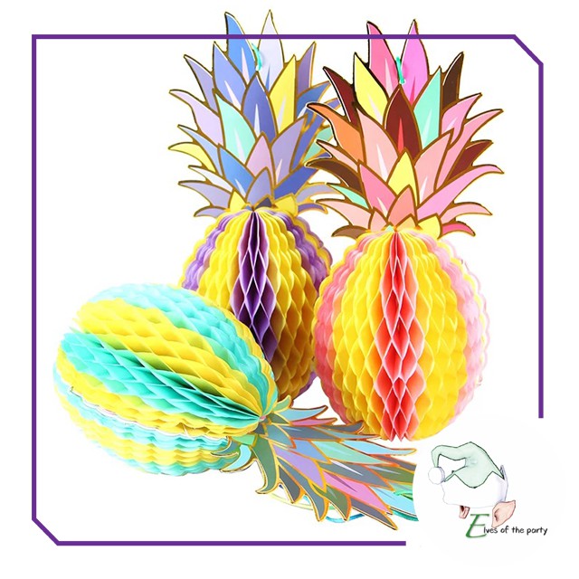 3D Paper Lantern : Tropical Pineapple Honeycomb (Set of 3)