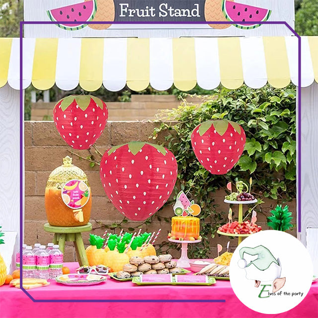 3D Paper Lantern : Strawberry (Set of 3)