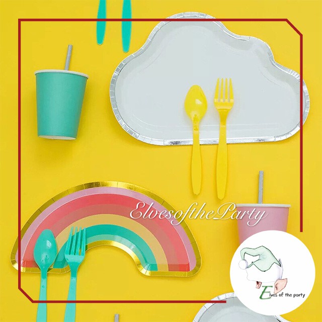 Partyware : Rainbow, Candy, Cloud Pastel Paper Plate and Cups
