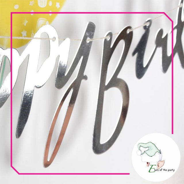 Happy Birthday Banner : Metallic Gold Script
