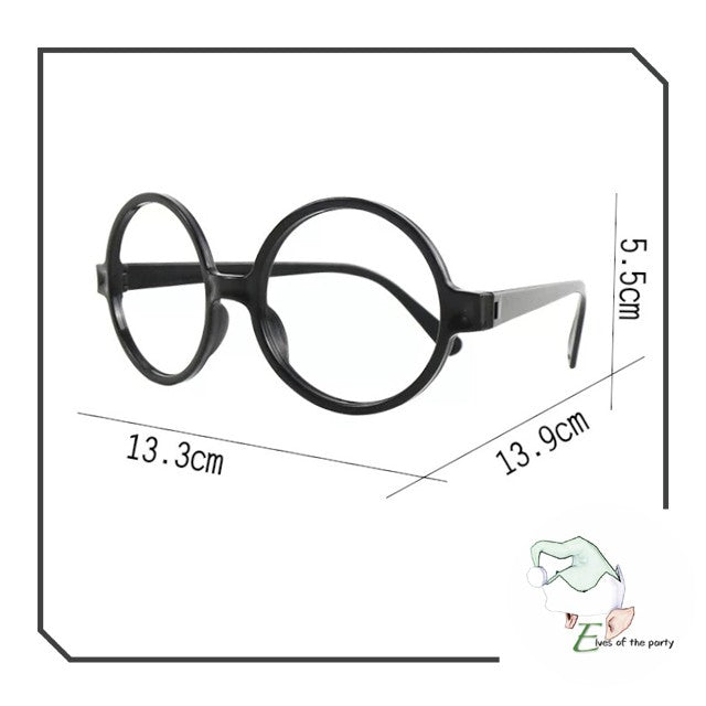 Round Black Frame No Lens Wizard Eyeglasses