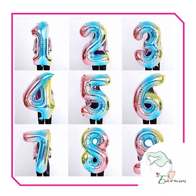 32” Number Foil Balloons: Gold, Silver, Rose Gold & Tutti Frutti
