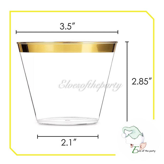 Elegant Gold / Rose Gold Rimmed Disposable Cup, Wine Glass, Champagne Flute and Utensils