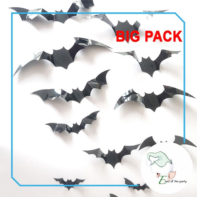 Halloween Decor: 3D Bat Sticker (Pack of 12)