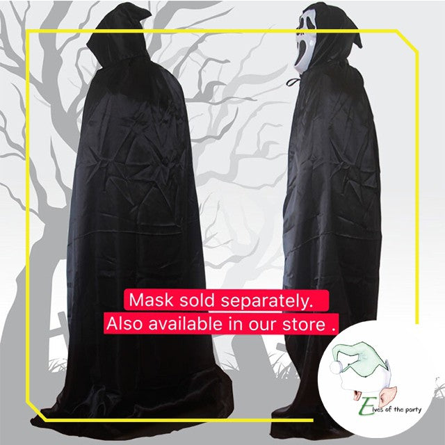 Scream Ghostface Black Cloak with Hood Halloween Costume