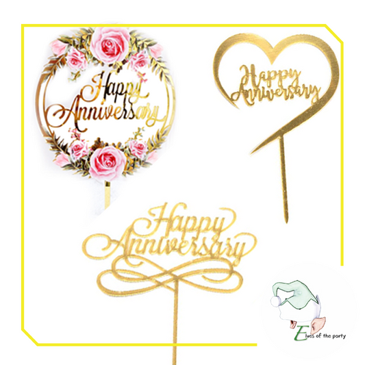 Acrylic Cake Topper : Happy Anniversary