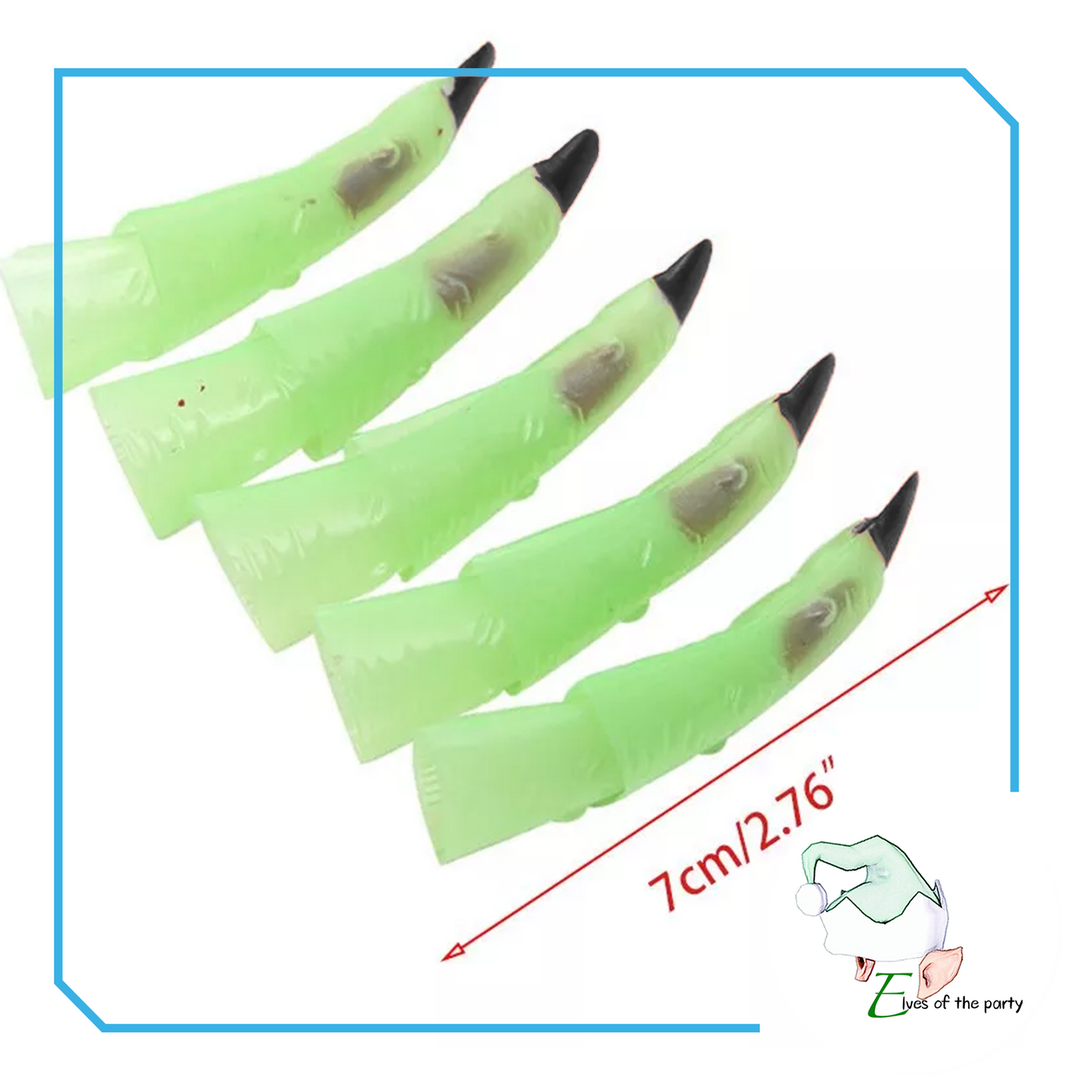 Halloween: Luminous Glow-in-The-Dark Spooky Halloween Fake Witch Nails Costume - 10 Pieces