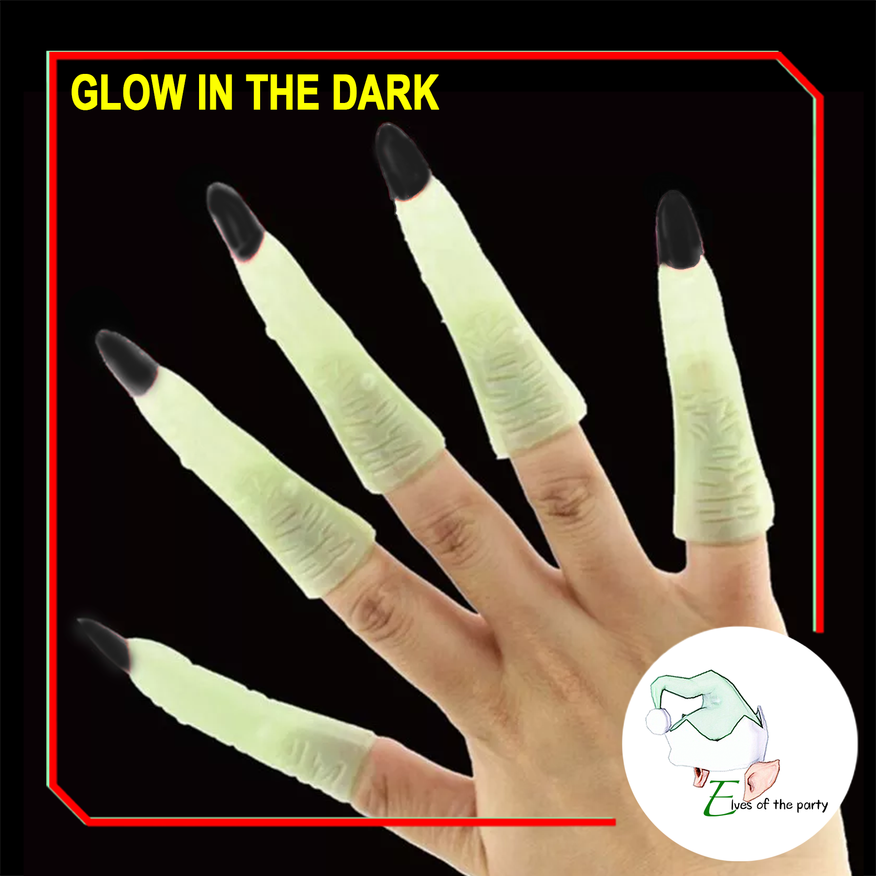 Halloween: Luminous Glow-in-The-Dark Spooky Halloween Fake Witch Nails Costume - 10 Pieces