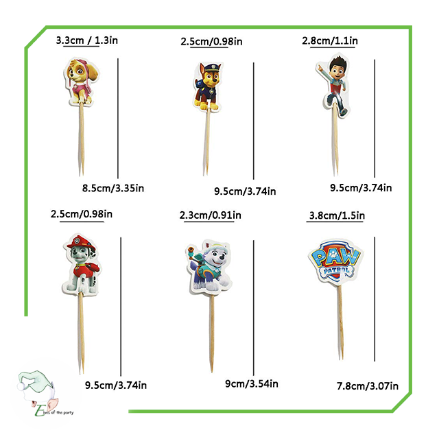 24pc Cupcake Toppers : Dinosaur / Outer Space / Paw Patrol / PJ Masks / Peppa Pig / Under the Sea