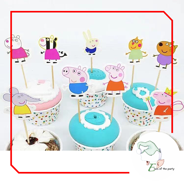24pc Cupcake Toppers : Dinosaur / Outer Space / Paw Patrol / PJ Masks / Peppa Pig / Under the Sea