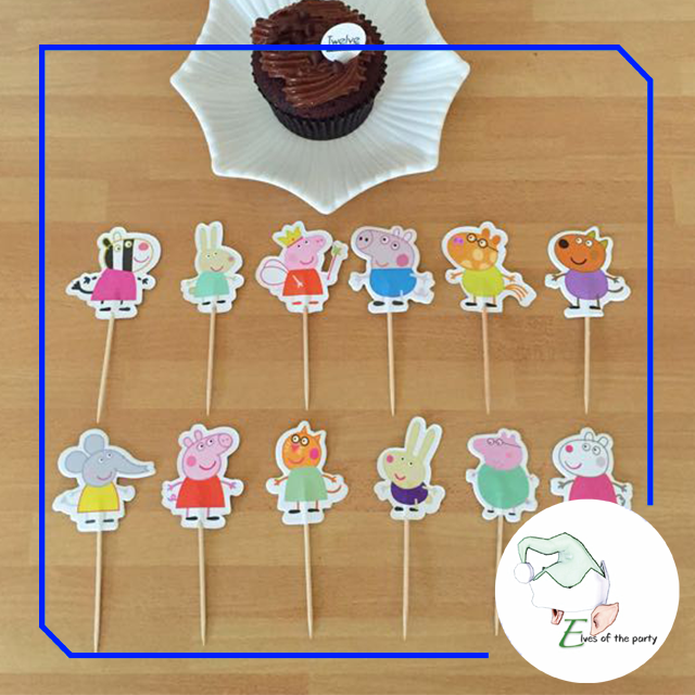 24pc Cupcake Toppers : Dinosaur / Outer Space / Paw Patrol / PJ Masks / Peppa Pig / Under the Sea