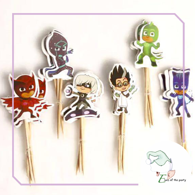 24pc Cupcake Toppers : Dinosaur / Outer Space / Paw Patrol / PJ Masks / Peppa Pig / Under the Sea