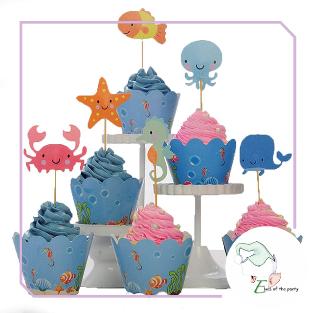 24pc Cupcake Toppers : Dinosaur / Outer Space / Paw Patrol / PJ Masks / Peppa Pig / Under the Sea