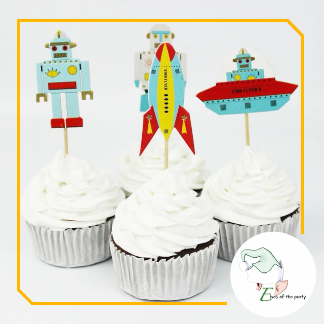 24pc Cupcake Toppers : Dinosaur / Outer Space / Paw Patrol / PJ Masks / Peppa Pig / Under the Sea