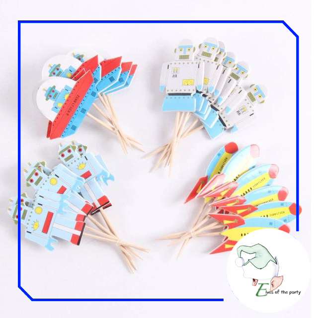 24pc Cupcake Toppers : Dinosaur / Outer Space / Paw Patrol / PJ Masks / Peppa Pig / Under the Sea