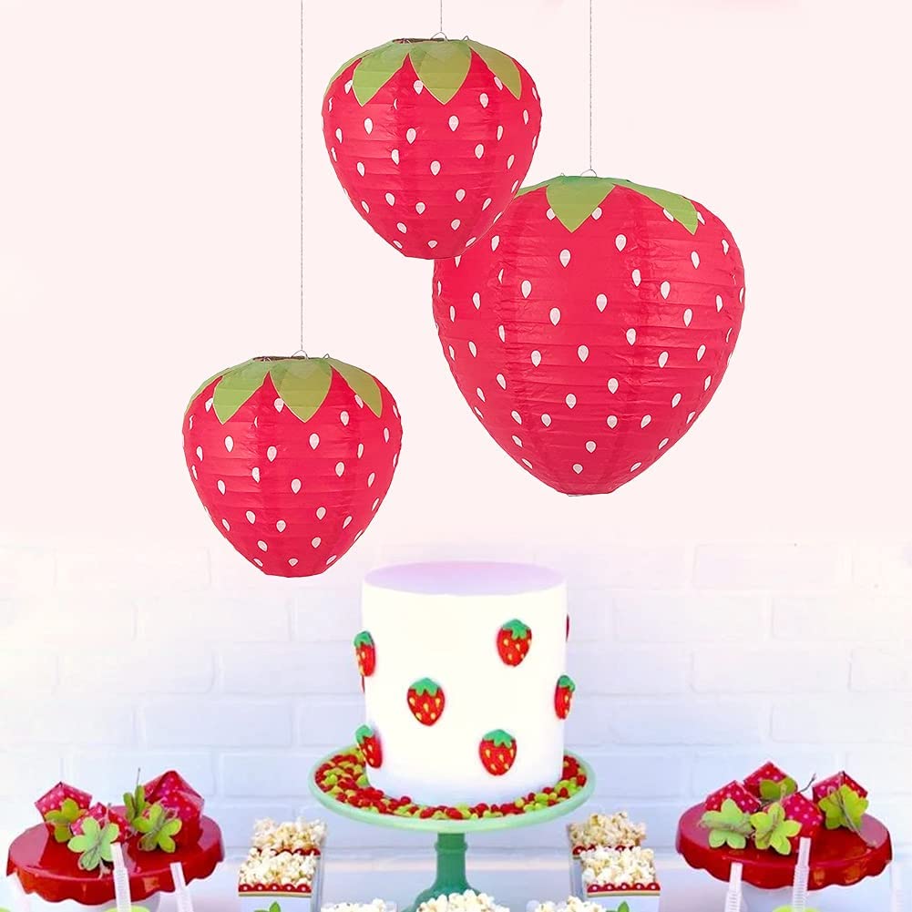 3D Paper Lantern : Strawberry (Set of 3)